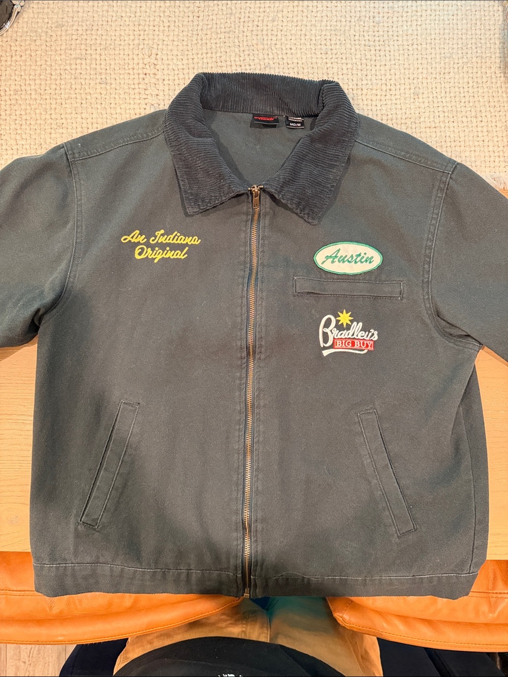 Stranger Things “Austin” Embroidered Dark Navy Men's Zip-Front Jacket - Medium